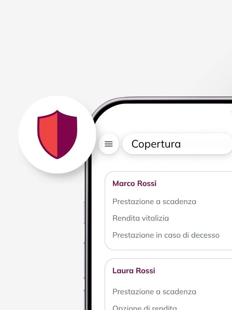 App e portale clienti – sezione di protezione della polizza unit-linked del pilastro 3a, con copertura opzionale in caso di decesso e incapacità di guadagno